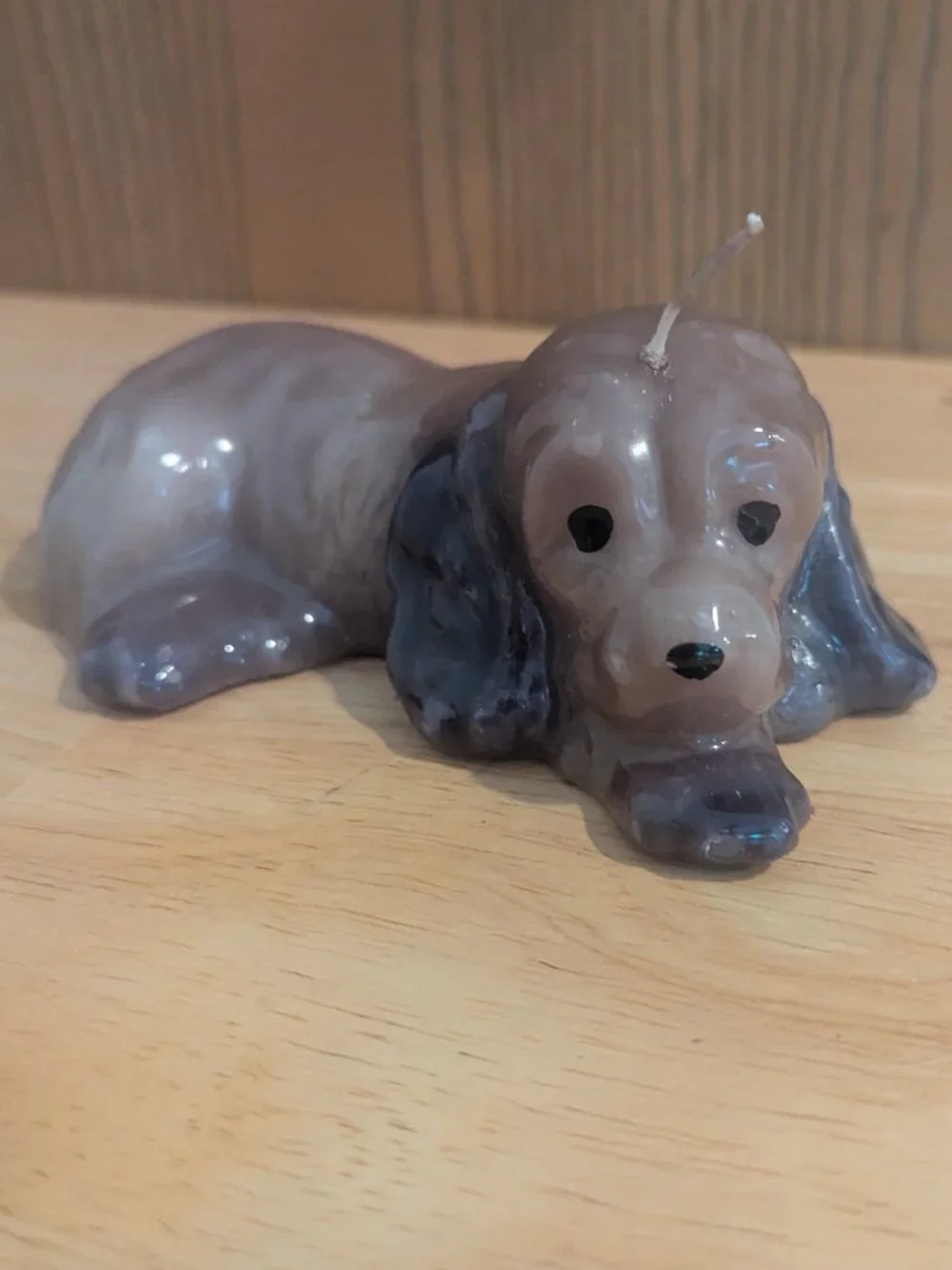 Vintage Cocker Spaniel Dog Wax‎ Decorative Candle Laying Brown/Gray